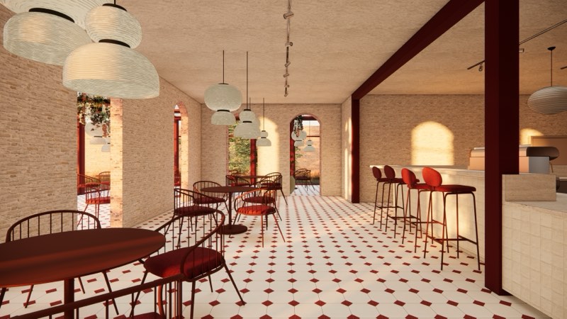 Arched brick interior, Depot 2300